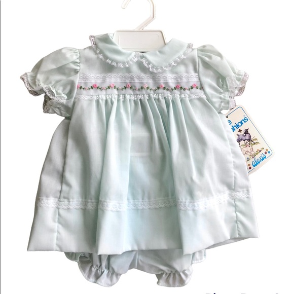Vintage Baby Party Dress Size months Mint Green